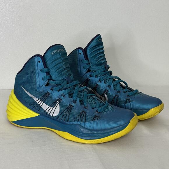 Nike Shoes Mens Size 7 Teal Yellow Hyperdunk Basketball High Top Sneakers - Picture 1 of 7